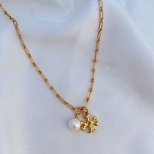 Tory Burch Gold Necklace with Pearl Pendant